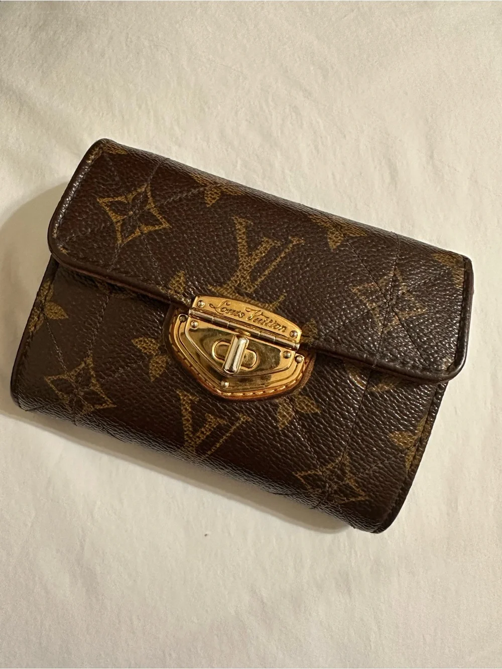 Louis Vuitton Monogram Small Compact Lock Portefeuille Bifold Wallet